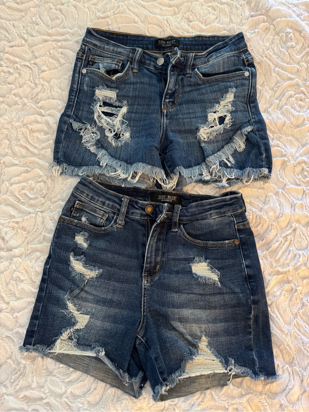 Judy Blue Distressed Dark Blue Denim Jean Shorts - Pair